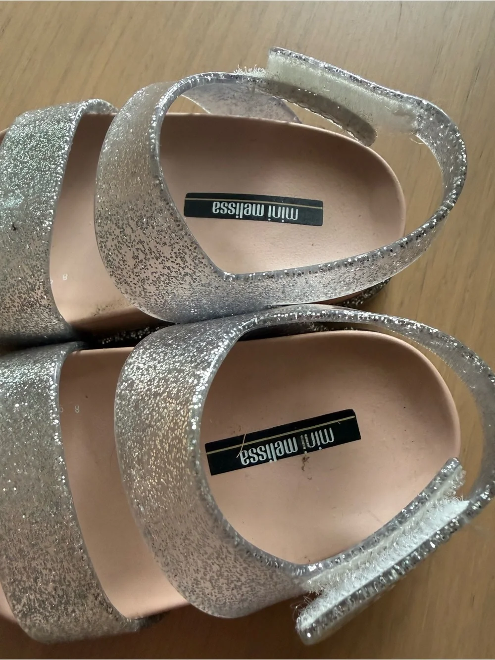Mini Melissa Glitter Strap Sandals in Silver